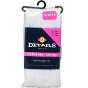 Wholesale - 1pk WHT DETAILS CABLE KNIT TIGHTS SIZE 7-10, UPC: 701570791526